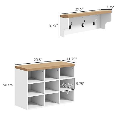 Shoe Bench And Coat Rack Set For Entryway Hallway Mudroom Bedroom