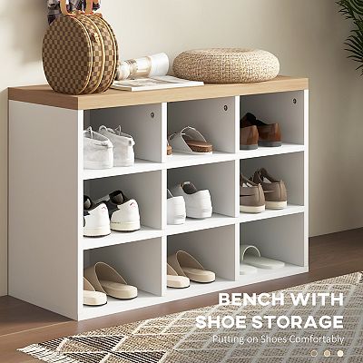 Shoe Bench And Coat Rack Set For Entryway Hallway Mudroom Bedroom