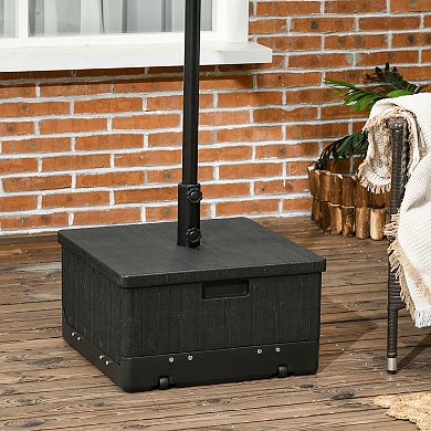 Outsunny Outdoor Umbrella Base With Wheels, End Table, Planter Box