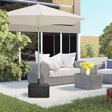 Outsunny Outdoor Umbrella Base With Wheels, End Table, Planter Box