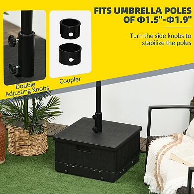 Outsunny Outdoor Umbrella Base With Wheels, End Table, Planter Box