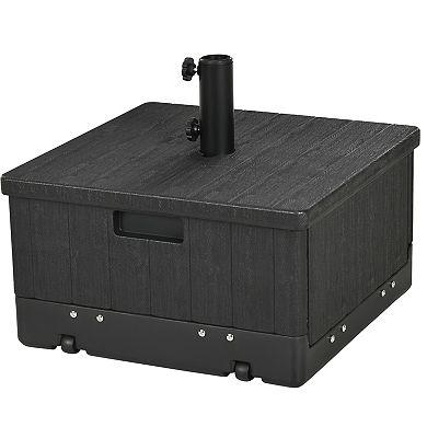 Outsunny Outdoor Umbrella Base With Wheels, End Table, Planter Box