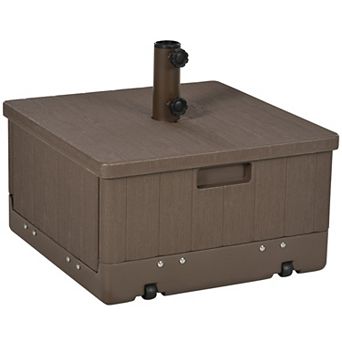 Outsunny Outdoor Umbrella Base With Wheels, End Table, Planter Box