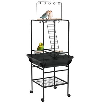 Bird Stand With Wheels For Indoor Outdoor Small Parrot, Dark Gray