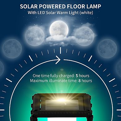 Outsunny Solar Floor Lamp with Auto On/Off LED Lights, Pathway Light,
