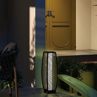 Outsunny Solar Floor Lamp With Auto On/off Led Lights, Pathway Light, Black