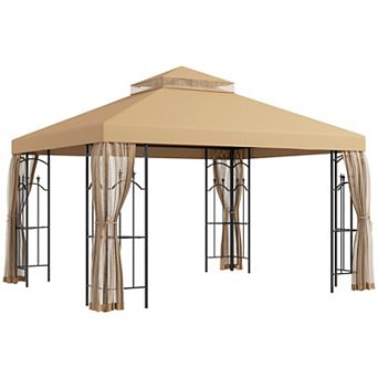 Outsunny Decorative Outdoor Gazebo with Corner Shelves