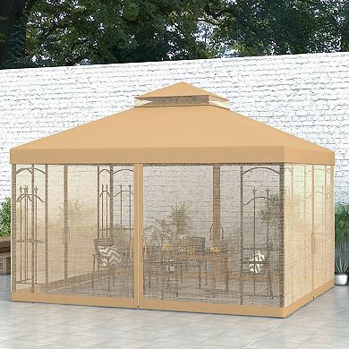 Outsunny Decorative Outdoor Gazebo with Corner Shelves,