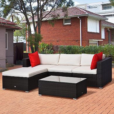 5pc Rattan Wicker Sofa Set Outdoor Patio Garden Sectional Furniture Cushioned