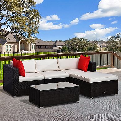 5pc Rattan Wicker Sofa Set Outdoor Patio Garden Sectional Furniture Cushioned