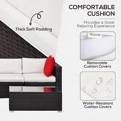 5pc Rattan Wicker Sofa Set Outdoor Patio Garden Sectional Furniture Cushioned