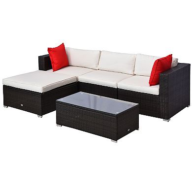 5pc Rattan Wicker Sofa Set Outdoor Patio Garden Sectional Furniture Cushioned