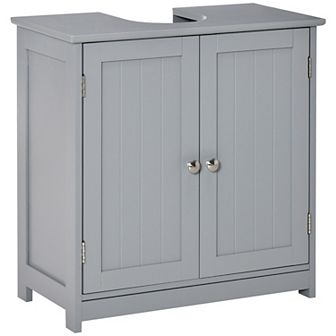 Short Pedestal Sink Washroom Storage Furniture W/double Doors And Moveable Shelf
