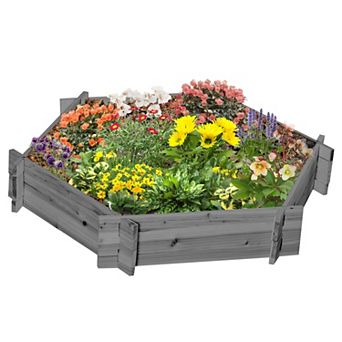 Garden Bed, Wooden 36" Hexagon Planter, No Tools Needed, Screwless Easy Assembly