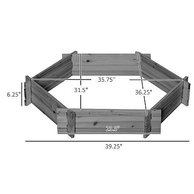 Garden Bed, Wooden 36" Hexagon Planter, No Tools Needed, Screwless Easy Assembly