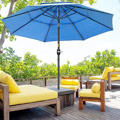 9' 3-tier Outdoor Patio Market Umbrella W/ Crank Handle Backyard Deck