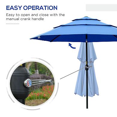 9' 3-tier Outdoor Patio Market Umbrella W/ Crank Handle Backyard Deck