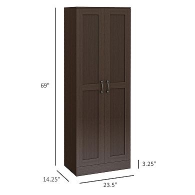 Homcom Storage Cabinet W/ Storage Shelves, Pantry Cupboard Cabinet, Coffee