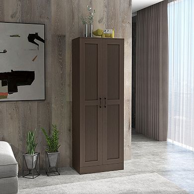 Homcom Storage Cabinet W/ Storage Shelves, Pantry Cupboard Cabinet, Coffee