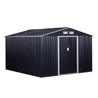 Outsunny 10.6 ft x 9.1 ft Outdoor Metal Storage Shed with 2 Doors