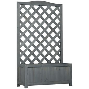 Outsunny 46inch Wooden Raised Garden Bed with Trellis for Vegetables