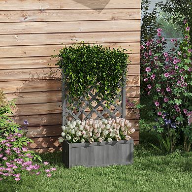 Outsunny 46inch Wooden Raised Garden Bed with Trellis for Vegetables