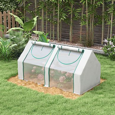 6' X 3' X 3' Portable Garden Greenhouse W/ Pe Mesh Cover & Windows, Clear
