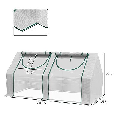6' X 3' X 3' Portable Garden Greenhouse W/ Pe Mesh Cover & Windows, Clear