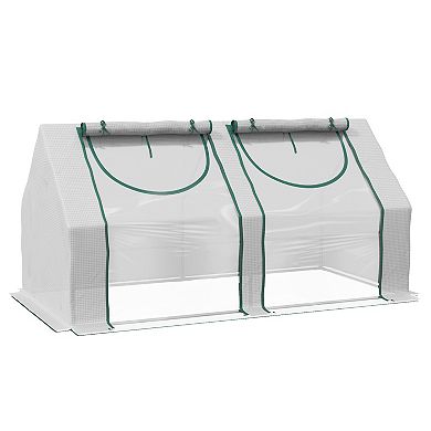 6' X 3' X 3' Portable Garden Greenhouse W/ Pe Mesh Cover & Windows, Clear