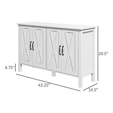 Homcom Buffet Sideboard, Coffee Bar Cabinet W/ Barn Doors, Adjustable Shelf