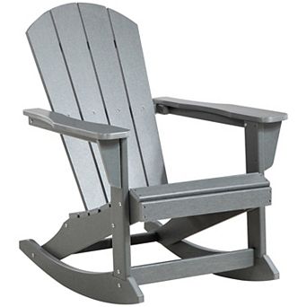 Outdoor Rocking Chair Hdpe Adirondack Style Rocker Chair, Gray