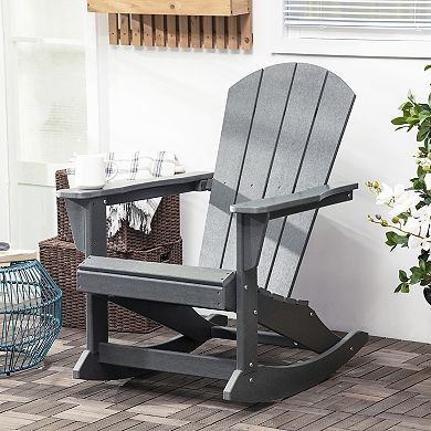 Outdoor Rocking Chair Hdpe Adirondack Style Rocker Chair, Gray
