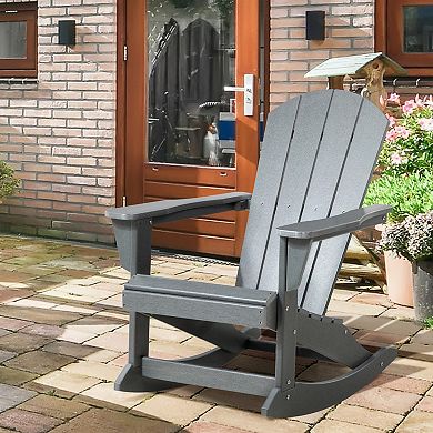 Outdoor Rocking Chair Hdpe Adirondack Style Rocker Chair, Gray