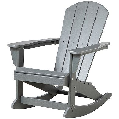 Outdoor Rocking Chair Hdpe Adirondack Style Rocker Chair, Gray