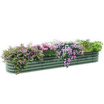 Outsunny Galvanized Raised Garden Bed Planter Box, 7.9ft x 2' x 1'