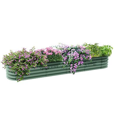 Outsunny Galvanized Raised Garden Bed Planter Box, 7.9ft x 2' x 1'
