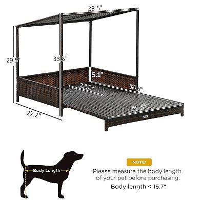 Pawhut Extendable Outdoor Wicker Dog House W/ Roof For Small & Medium Dogs