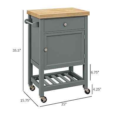 Utility Rolling Kitchen Island Cart W/ Storage Shelf, Wheels, Smooth Top