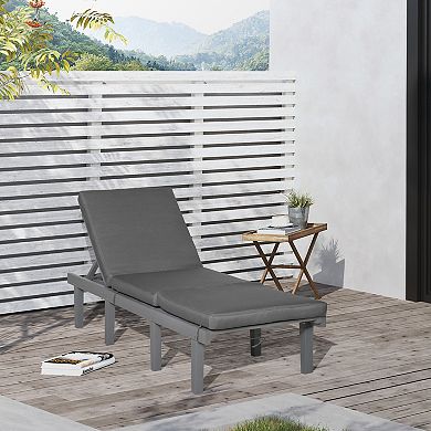 Chaise Lounge Pool Chair For Outdoor W/ Adjustable Backrest & Cushion, Natural