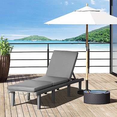 Chaise Lounge Pool Chair For Outdoor W/ Adjustable Backrest & Cushion, Natural