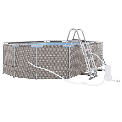 Outsunny Above Ground Swimming Pool, Non-inflatable Rectangular Frame Pool