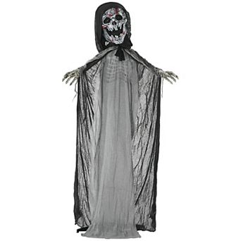 Outsunny 74inch Animated Prop Skeleton Witch, Indoor Halloween Decorations