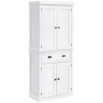 72" H Colonial Kitchen Pantry Freestanding Storage Cabinet White