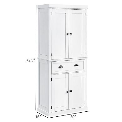 72" H Colonial Kitchen Pantry Freestanding Storage Cabinet White