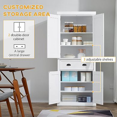 72" H Colonial Kitchen Pantry Freestanding Storage Cabinet White