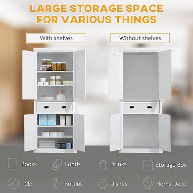 72" H Colonial Kitchen Pantry Freestanding Storage Cabinet White