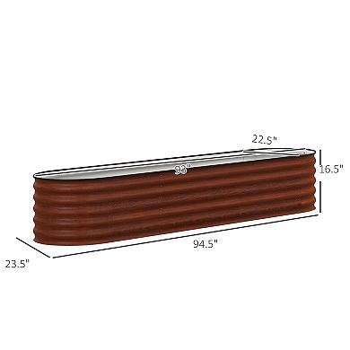 Outsunny Galvanized Raised Garden Bed Planter Box, 7.9' X 2' X 1.4', Brown