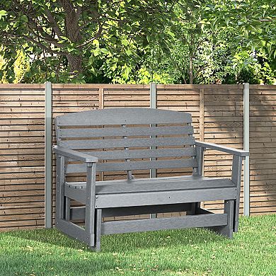 Patio Glider Bench W/ Hdpe Slatted Design Double Rocking Chair