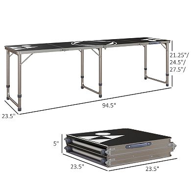Outsunny 8ft Folding Camping Table With Adjustable Legs