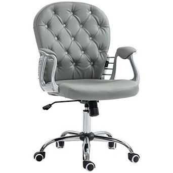 Vinsetto Button Tufted Home Office Chair with Adjustable Height Armrests